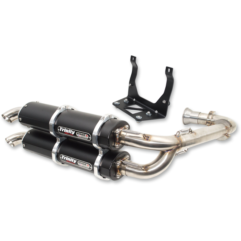 Black Exhausts System 1 into 2 Dual Stage 5 Trinity Can AM Maverick Turbo 900 X3 16-18