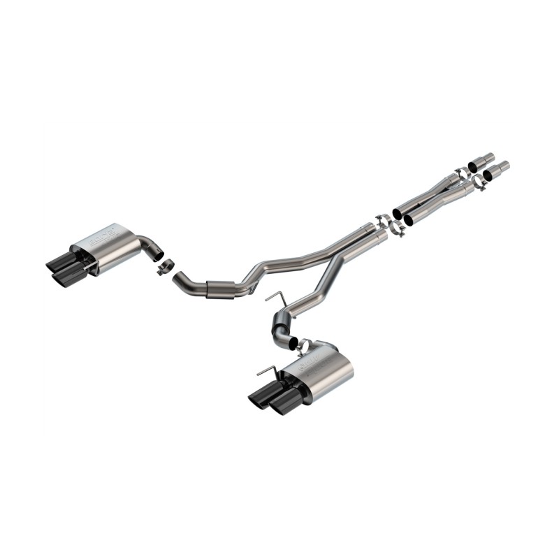 Auspuffanlage System Borla ATAK Cat-Back Double Slant Schwarz Chrom Ford Mustang GT 2024