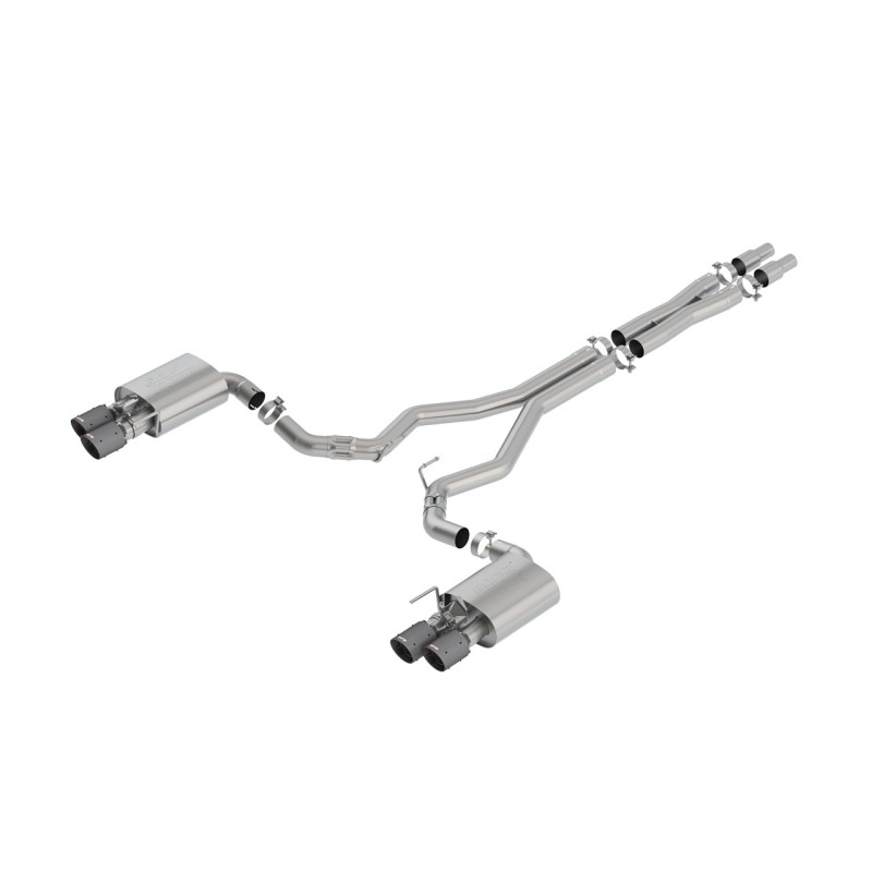 Auspuffanlage System Borla ATAK Cat -Back Dual Slant CFB Mit Ventil Ford Mustang GT 18-23